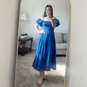 Elegant Blue Off-Shoulder Dress